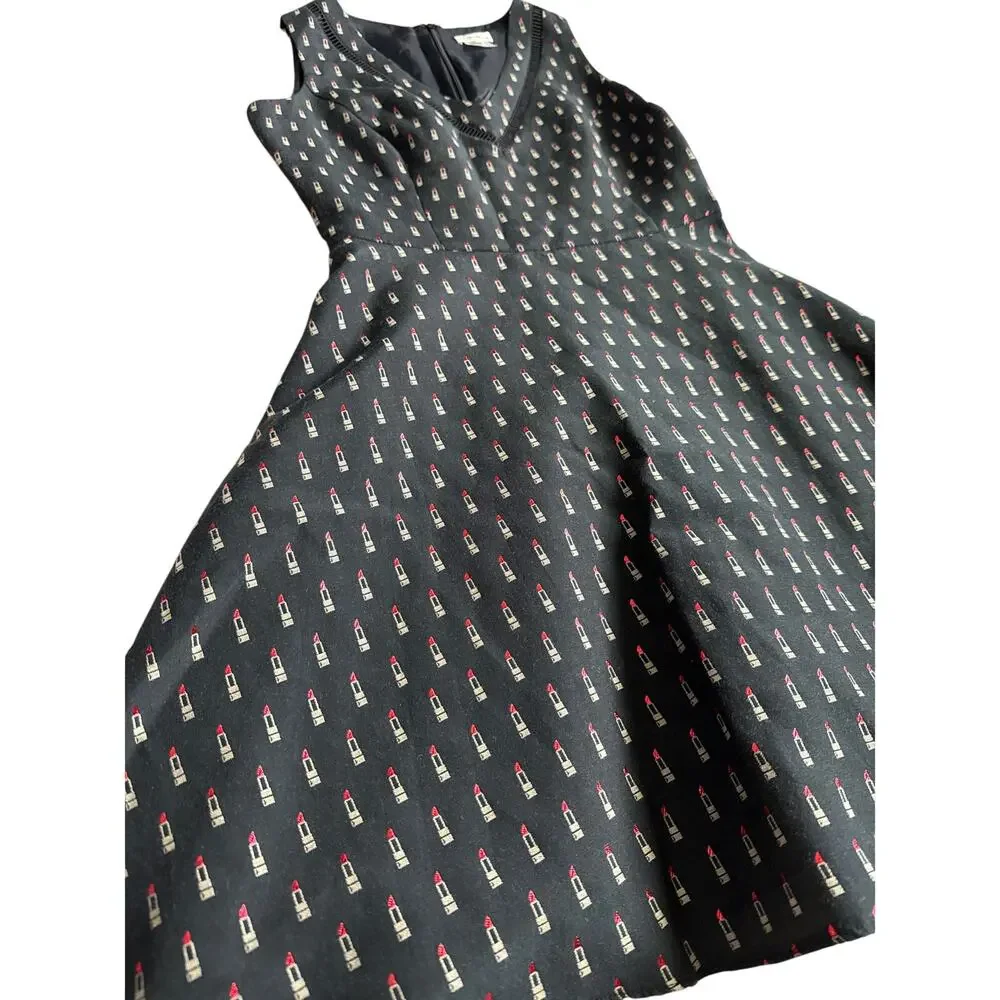 Shoshanna Elvira Metallic Lipstick Fit and Flare Dress Black Size 4‎